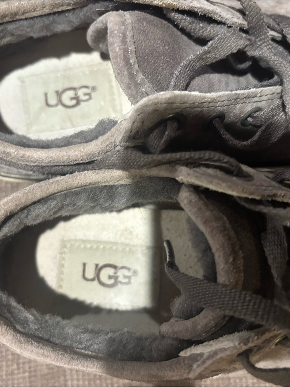 UGG Kids Gray Suede High-Top Sneakers with Cream Soles - Picture 3 of 7